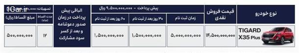 شرایط فروش تیگارد X35 با قیمت جدید